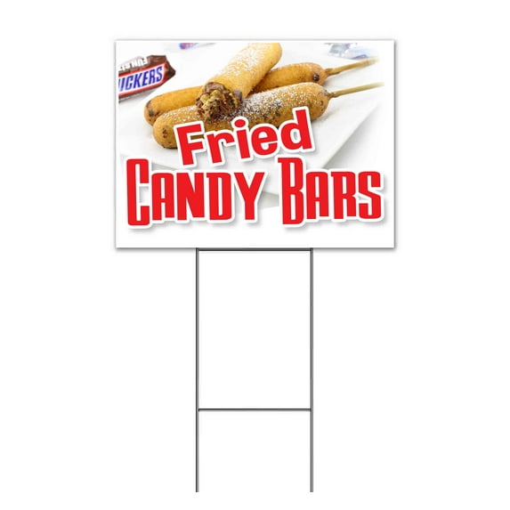 Fried Candy Bars (18" x 24") Yard Sign, Includes Metal Step Stake
