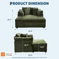 thumbnail image 2 of Oversized Chaise Lounge Chair Indoor Upholstered Sofa Bed with Throw Pillows and Armrests Comfy Corduroy Sleeper Couch with Cup Holders and Charging Port for Living Room Bedroom 60 Inch Wide Green, 2 of 9
