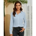 thumbnail image 5 of SPRING SEAON Women's Button Down Shirt Long Sleeve Classic Collared Tops Work Office Casual Chiffon Blouse, 5 of 6