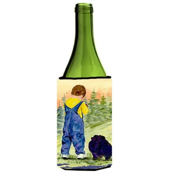 Little Boy With His Pomeranian Wine bottle sleeve Hugger - 24 oz.