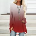 thumbnail image 2 of UYISJ Womens Blouses Tops Fall Winter Long Sleeve Tunics Shirts Gradient Color Tops Crew Neck Loose Casual Sweatshirts for Leggings Red S, 2 of 5