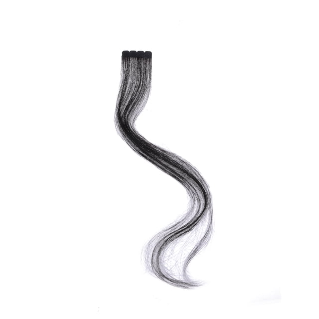 Perruques Droites Noires 40cm avec Bande, Extensions de Cheveux Sans Couture, Cheveux Humains Réels