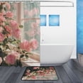 thumbnail image 2 of Bathroom Sets Curtain and Rug Sets 23.6x15.7 in Non-Slip Mat and 72x72 in Shower Curtain for Home Bath Dcor Pink Rose Bushes, 2 of 7