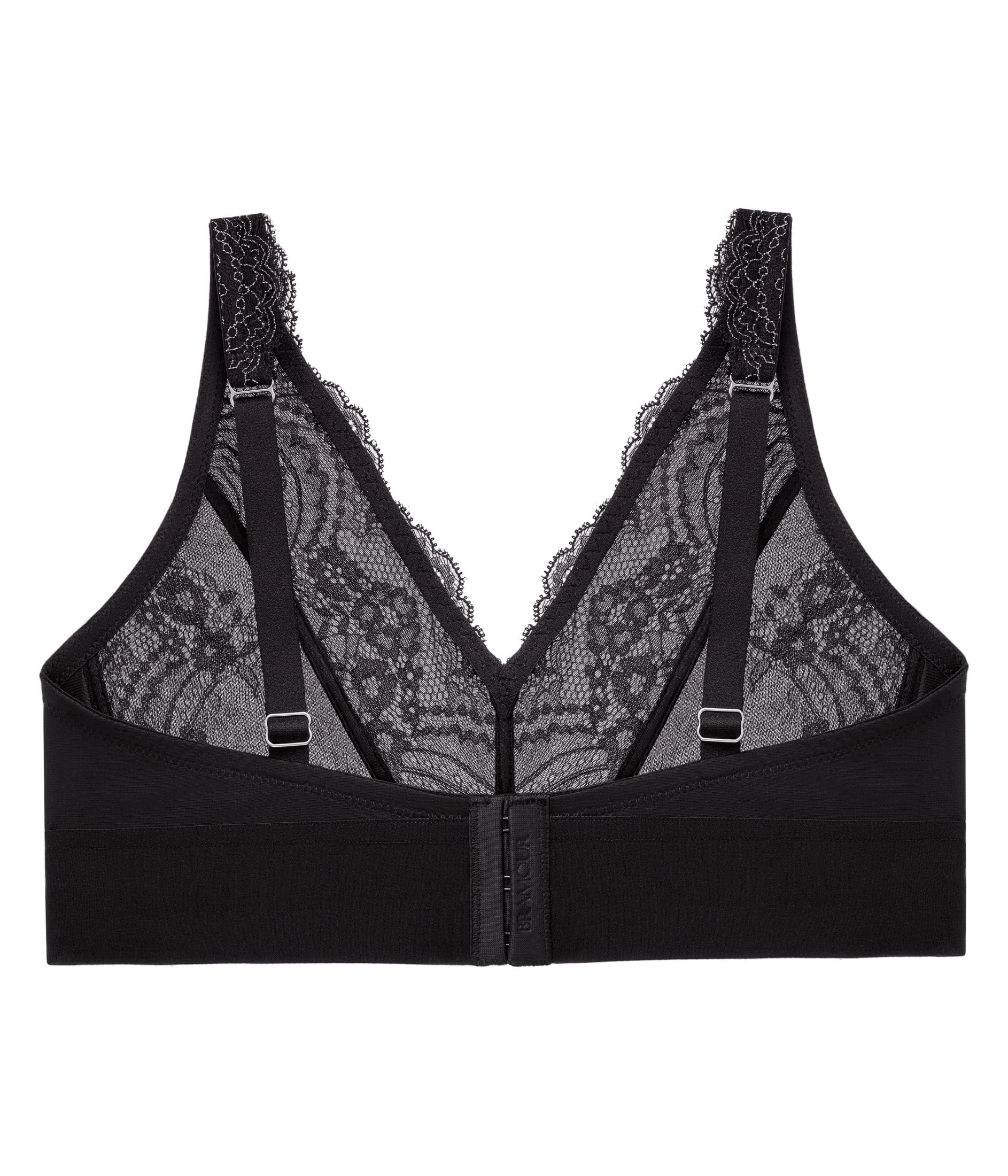 Glamorise Bramour Lexington Lace Plunge Bralette Wirefree Bra 7013 (Women's & Women's Plus)
