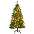 thumbnail image 1 of Costway 5Ft Pre-lit Hinged PE Artificial Christmas Tree w/ 150 LED Lights & Pine Cones, 1 of 10