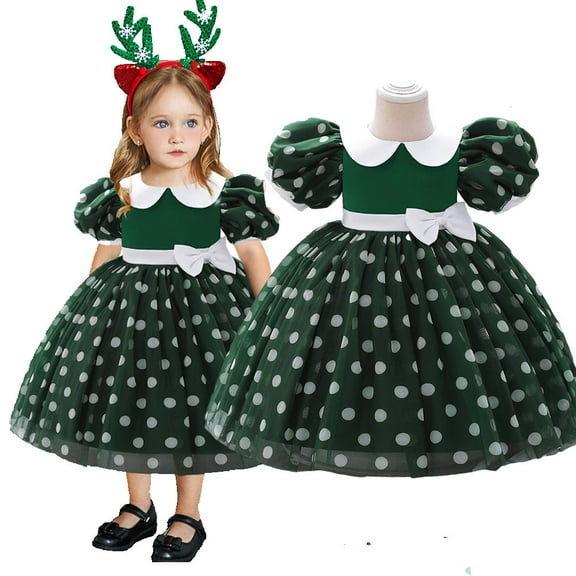 Toddler Girl Costume Polka Dots Fancy Dress Up Birthday Party Dress