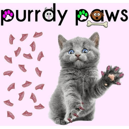 Purrdy Paws Soft Nail Caps pour chats, 40-Pack, Pink Glitter Kitten