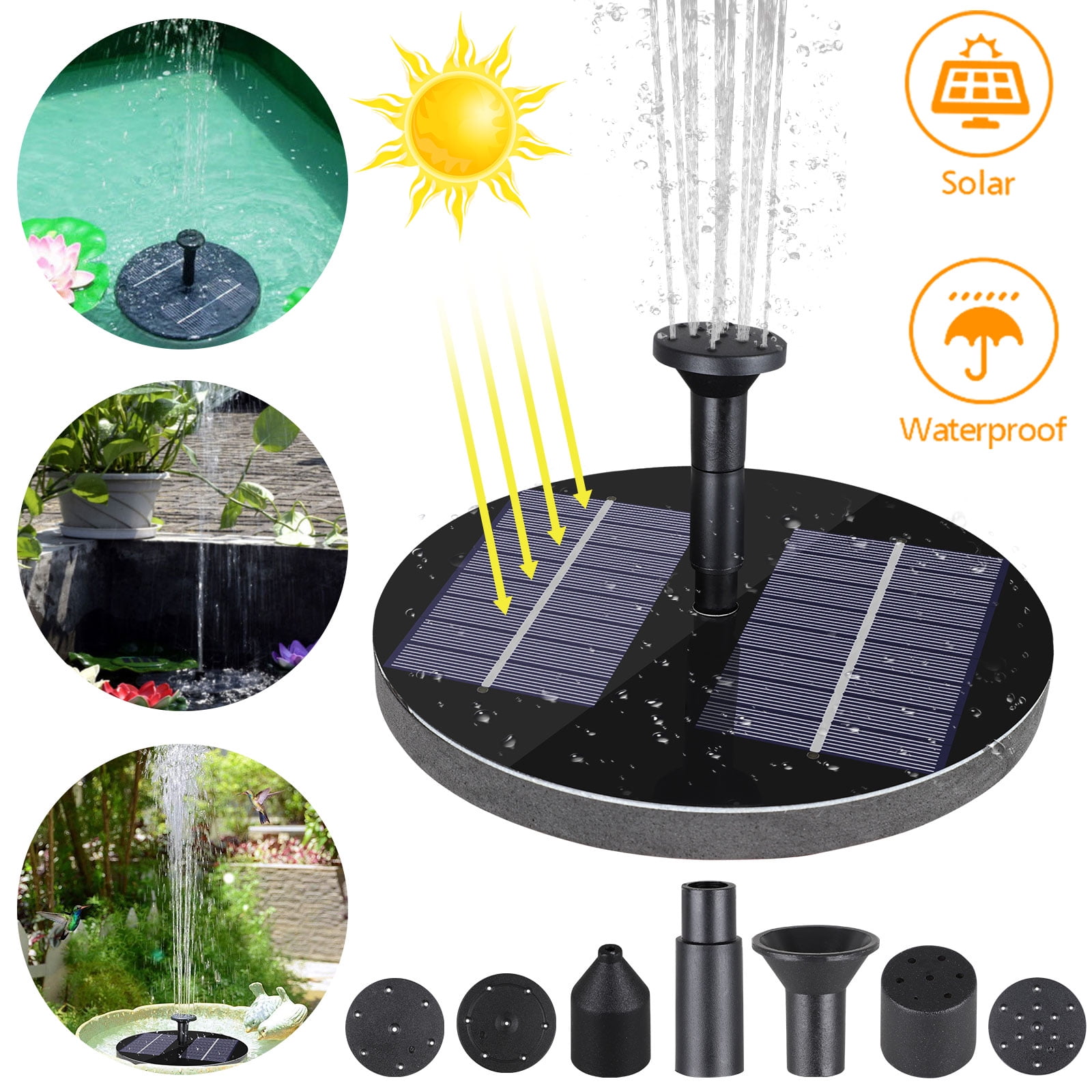 EEEkit Solar Bird Bath Fountain, Solar Powered Fountain Pump, 1.4W Free