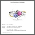 thumbnail image 5 of Gem Stone King 925 Silver and 10K Yellow Gold Pink Created Sapphire Blue Tanzanite and White Lab Grown Diamond Two Stone Crossover Ring for Women (1.03 Cttw, Size 9), 5 of 5