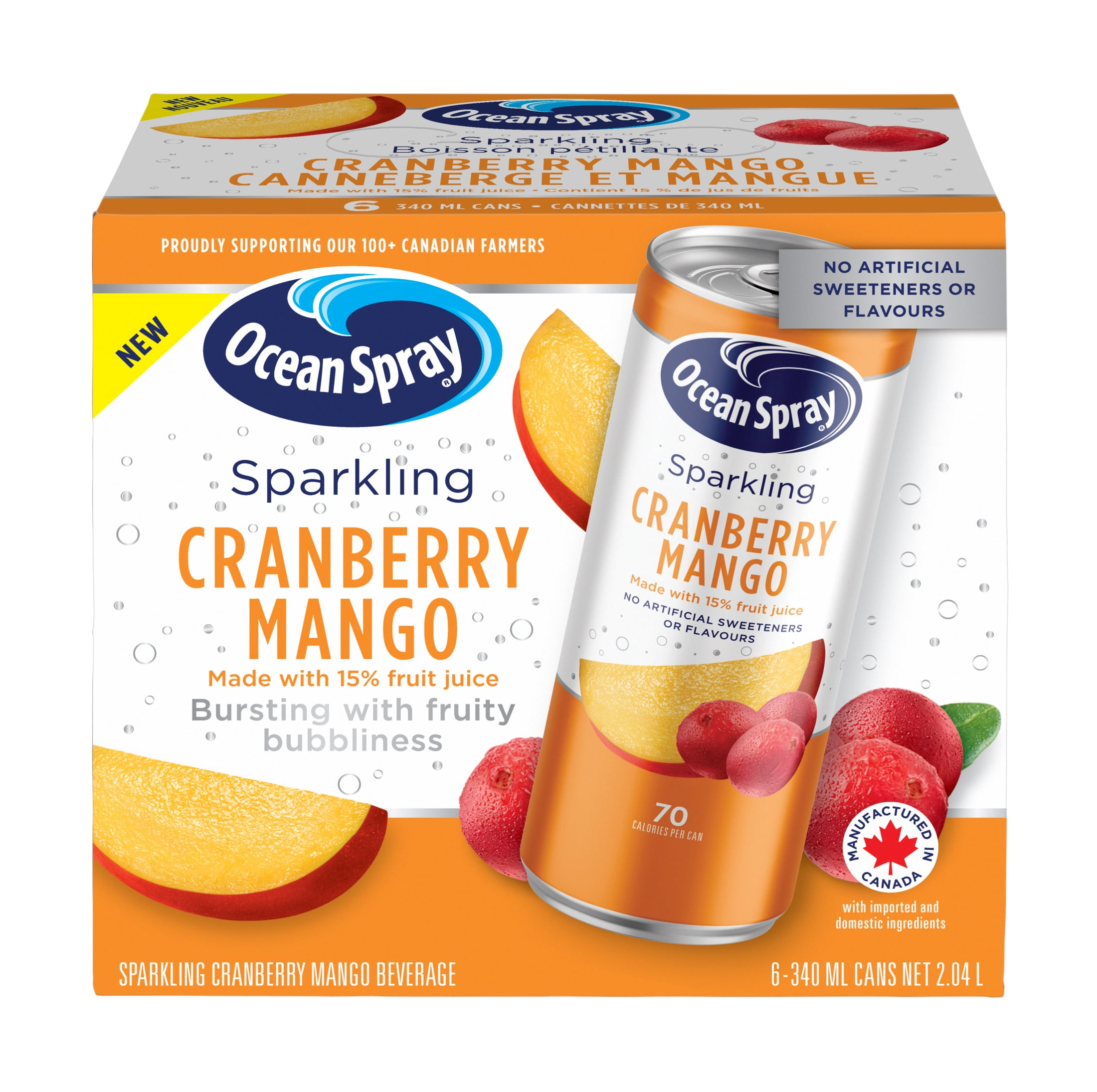 Ocean Spray Sparkling Cranberry Mango 6PK, OSI SPRK CRANMAN 6PK