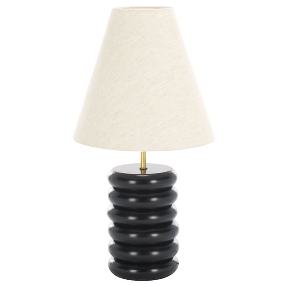 SAFAVIEH Solani 22" Modern Black Wood Table Lamp with Off-White Shade