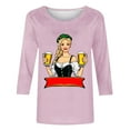 thumbnail image 5 of Yuanlook Tops for Women 3/4 Sleeve Crewneck Cute Basics Tees Casual Fashion Summer T Shirts Business Work Tee Blouses - Pink - XXXXXL, 5 of 5