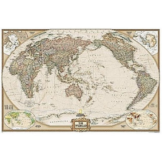 National Geographic RE01020329 World Executive - Pacific Centered - Laminated Map