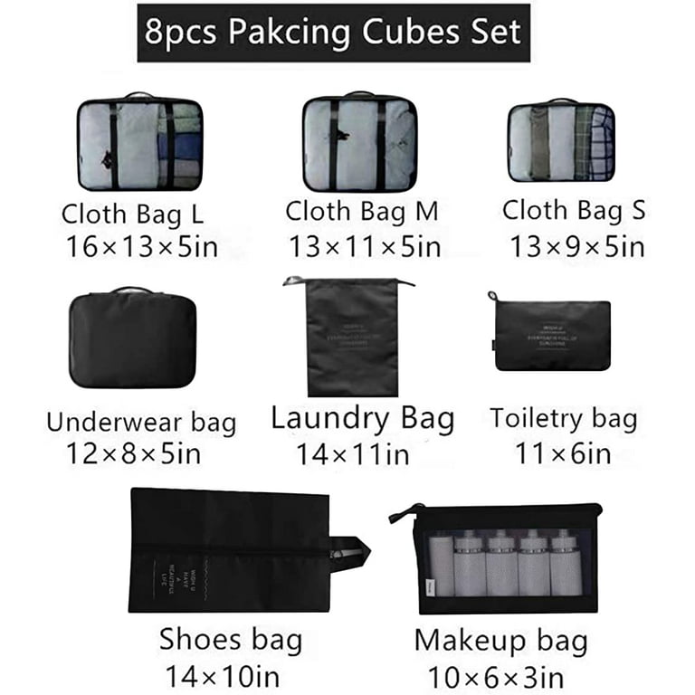 8 pieces Waterproof Travel Bags  Clothes Luggage Organizer – Sweat Country