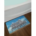 thumbnail image 2 of Horse Bath Mat, Digitally Generated Graphic of an Animal Herd Running Wildly Open Sky, Plush Bathroom Decor Mat with Non Slip Backing, 29.5" X 17.5", Sky Blue Grey, by Ambesonne, 2 of 2