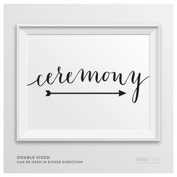 Ceremony Formal Black Wedding Party Directional Signs, Double-Sided