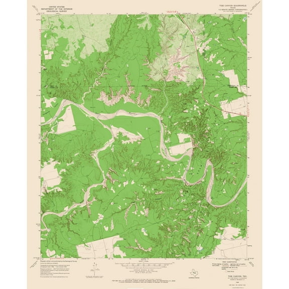 Topographical Map - Tige Canyon Texas Quad - USGS 1969 - 23 x 28.24 - Vintage Wall Art
