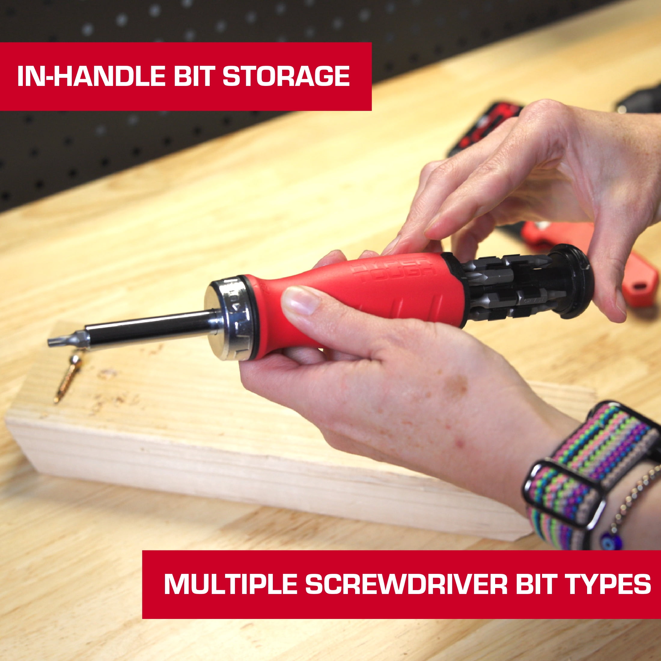Hyper Tough 13-Piece Ratcheting Screwdriver with In-Handle Storage