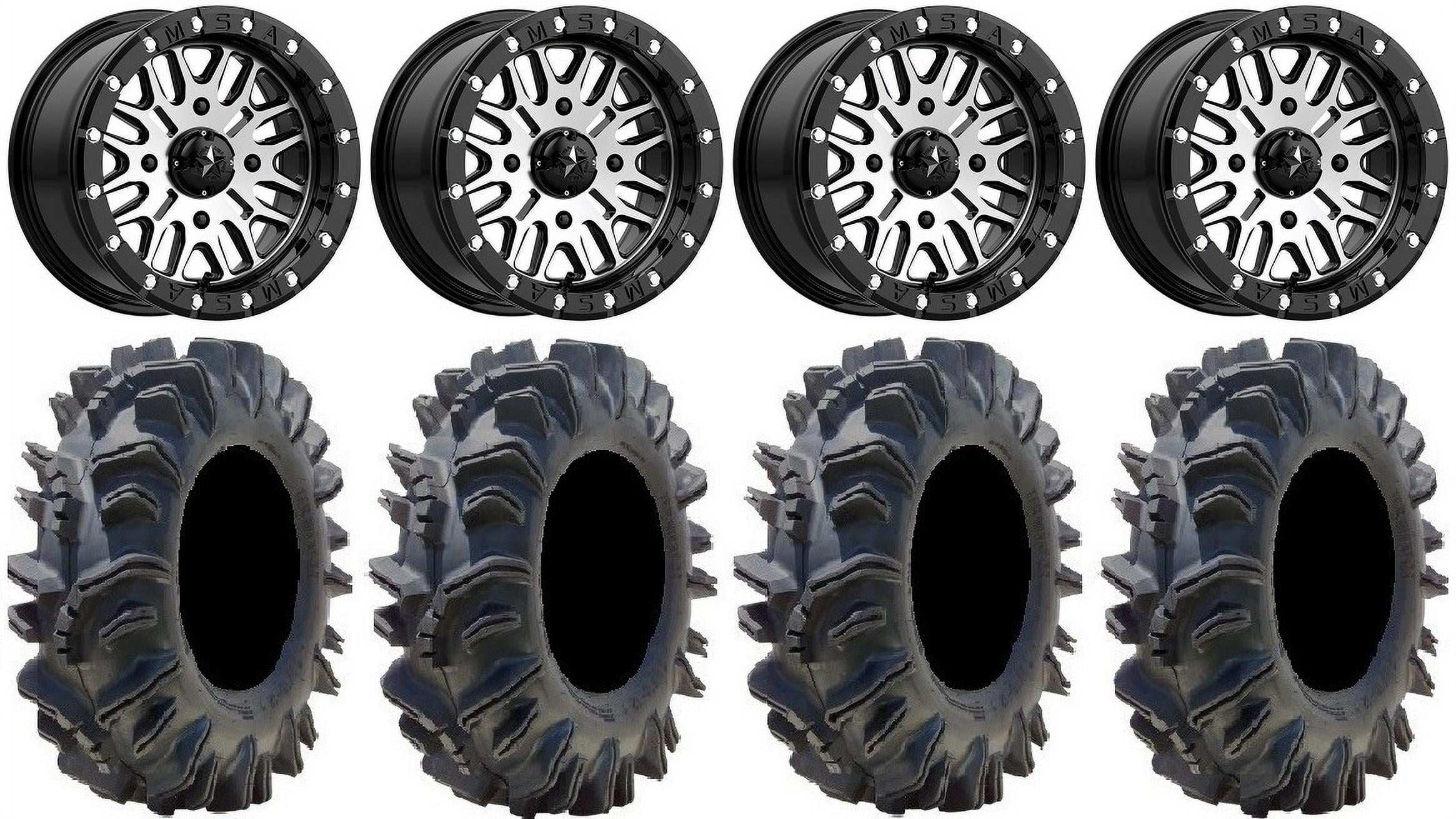 MSA Brute Beadlock 14" ATV Wheels 28" Terminator Tires Honda Rincon Yamaha Rhino Kawasaki Brute
