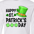 thumbnail image 4 of Inktastic Happy St. Patrick's Day Green Hat and Clovers Long Sleeve Youth T-Shirt, 4 of 5