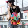 thumbnail image 2 of Mochila de empalme de colores Mochila de estilo de cuero para mujer Mochila colorida, 2 of 4