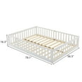 thumbnail image 2 of Zimtown Montessori Floor Bed Frame, Full Size Kids Toddler Bed with Fence and Door, Wooden Platform Bed, White, 2 of 7