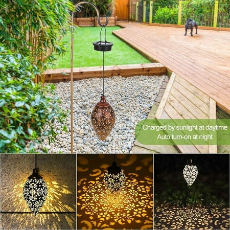 

Solar Lantern Light Outdoor Hanging Garden Lights Metal Lamp For Patio Courtyard