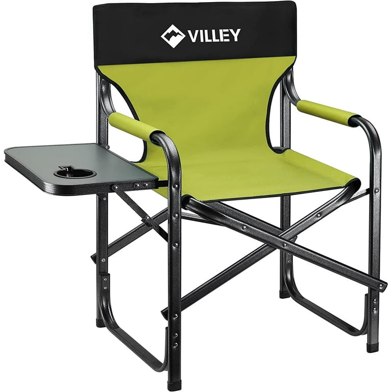 VILLEY Heavy Duty Directors Chair, Folding Camping Chairs, Portable  Foldable Chair, for Camp Tailgating Lawn Picnic Fishing Beach, Supports 350  lbs for Adult, Green 