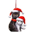 thumbnail image 2 of Ranliy Christmas Cat Ornament, Xmas Decor Tree Hanging Cat Acrylic Holiday Decoration, Cute Cat with Xmas Hat Ornaments for Christmas Tree Outdoor Hanging, 3Inch, 2 of 4