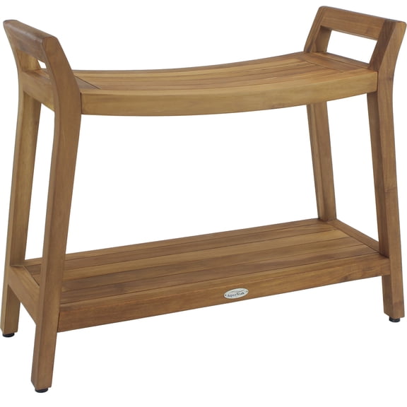 Asia® Ascend Estate Teak Shower Bench with Elevated Height & Shelf