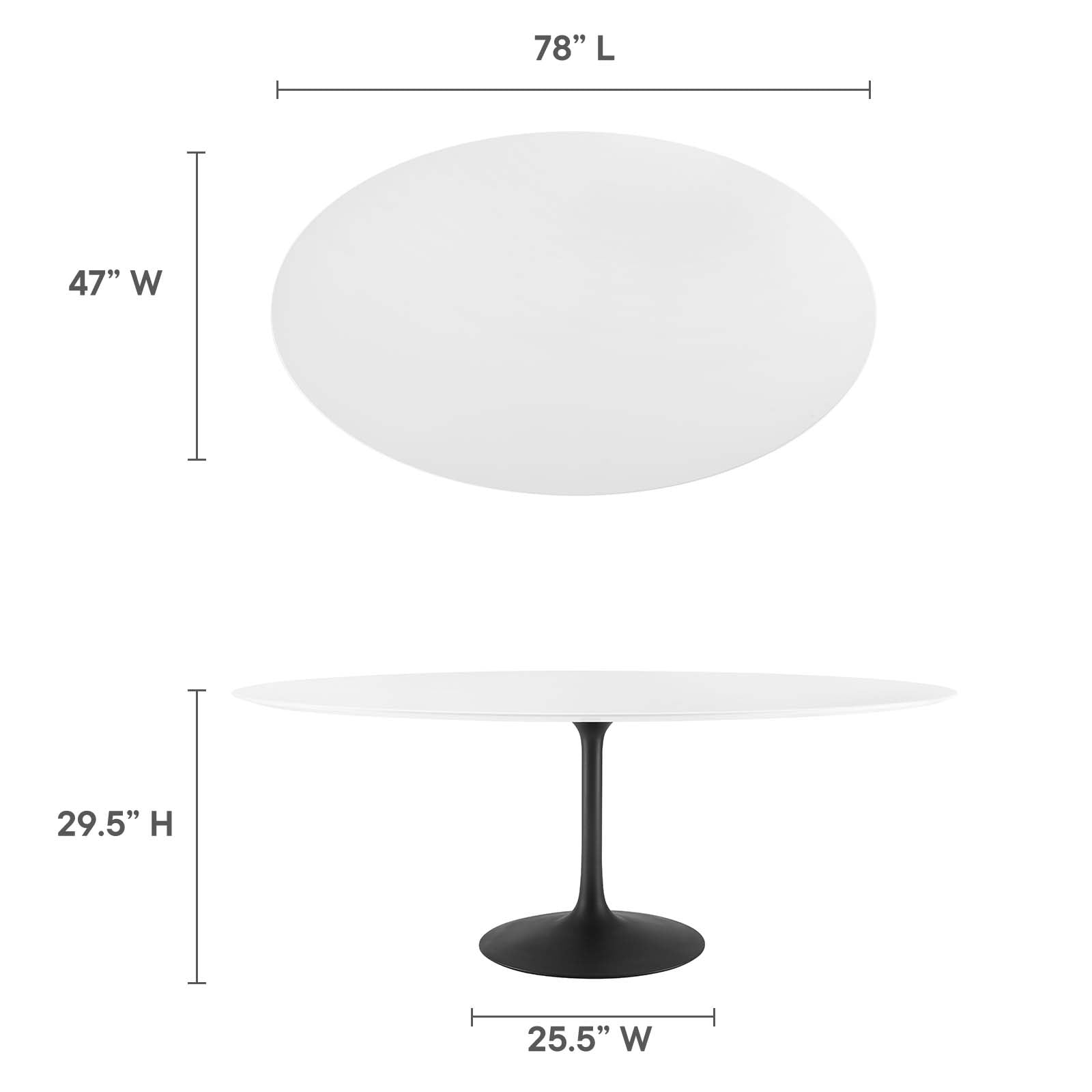 Modway Lippa 78" Oval Lacquered MDF Dining Table in Black/White