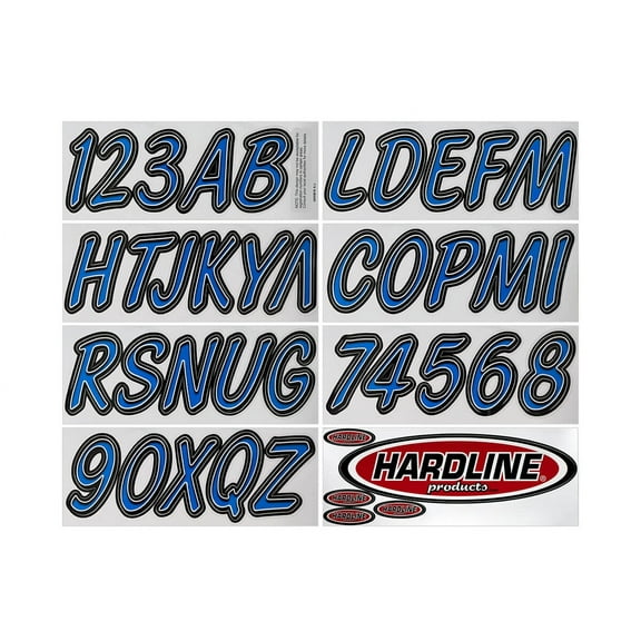 Hardline Products Series 400 Factory Matched 3-Inch Boat & PWC Registration Number Kit - Blue/Black