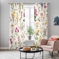 thumbnail image 5 of Wildflowers Kitchen Curtains 96 Inch Length, Blossoming Botanical Prints Garden Floral Grommet Top Bedroom Living Room Curtains, Light Filtering Cafe Curtain Drapes 2 Panels Set 104''x96'', 5 of 9