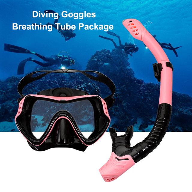 Gafas de natación para adultos, máscaras de buceo, juego de tubos de respiración para esnórquel (rosa)