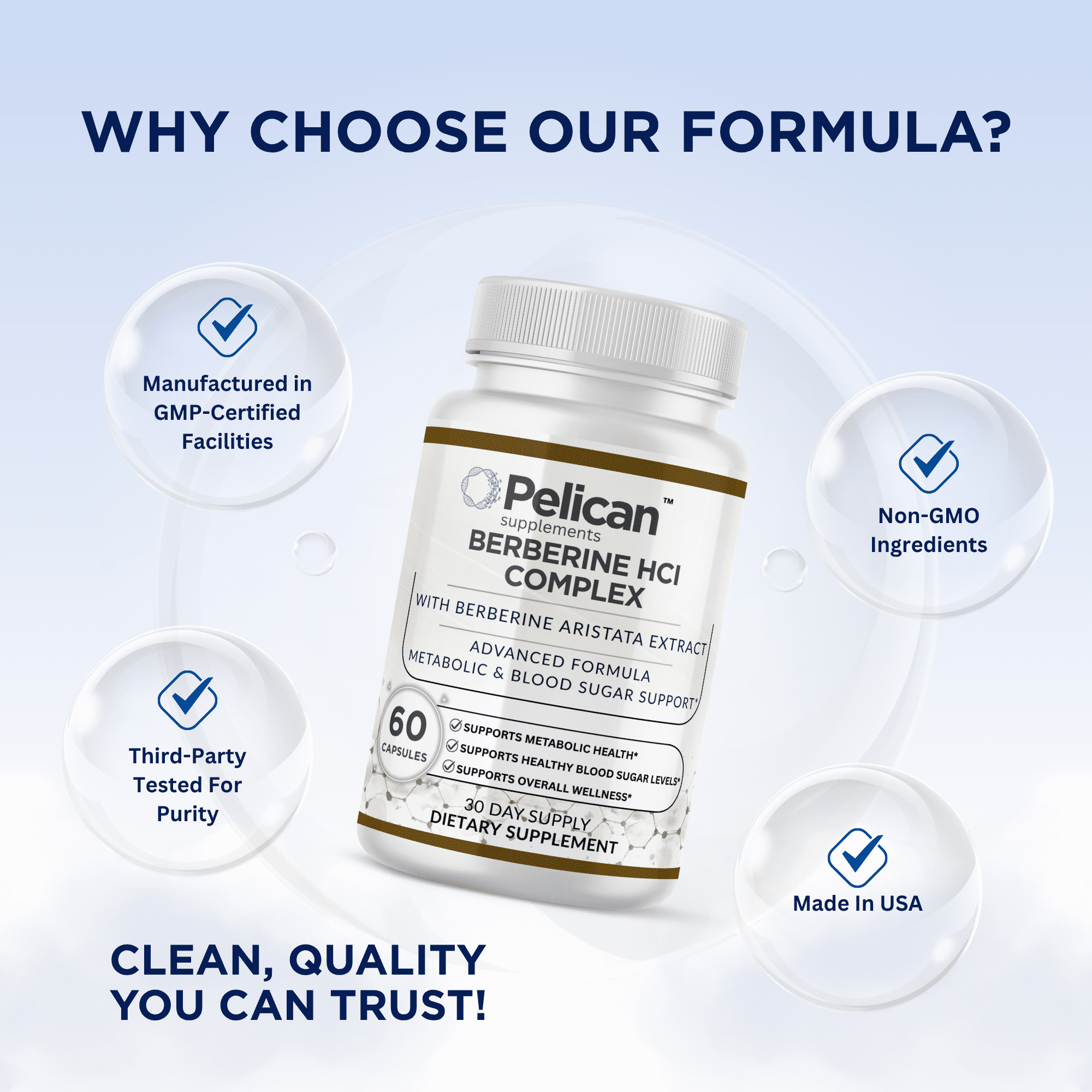 Pelican Berberine HCl Complex – Advanced Metabolic Support Formula – 60 Capsules