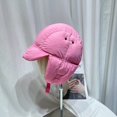 thumbnail image 2 of Gorro de plumas de color sólido de moda para otoño e invierno, orejeras gruesas y cálidas a prueba de frío para mujer, gorro de piloto de esquí, 2 of 6
