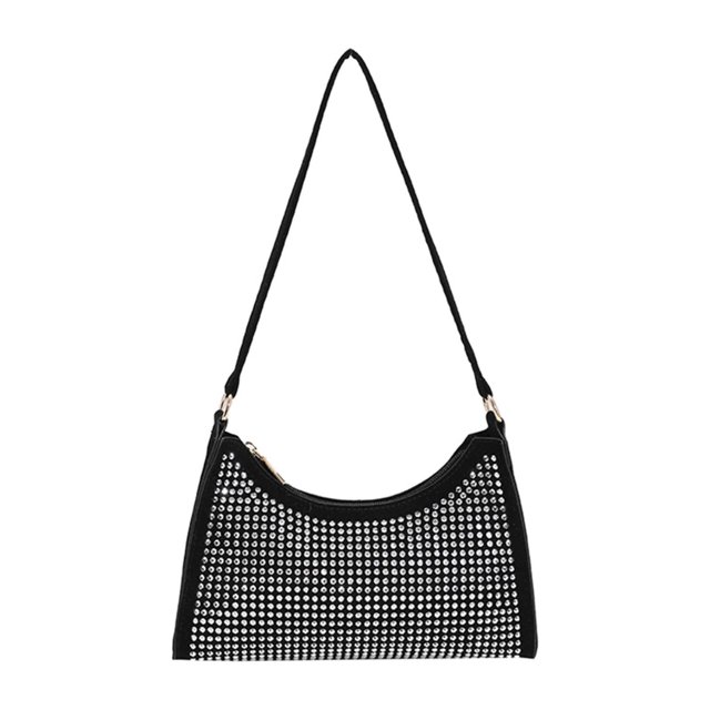 Bolso Mano Un Hombro en La Axila Piel Ante Con Diamantes Imitación Moderno Y Versátil 22039