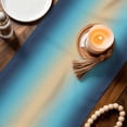thumbnail image 3 of Blue Teal Ombre Table Runner 48 Inches, Modern Yellow Gradient Farmhouse Art Bed Runner Dresser Scarves Tabletop for Indoor Outdoor Parties/Ceremony/Banquet, 13" x 48", 3 of 8