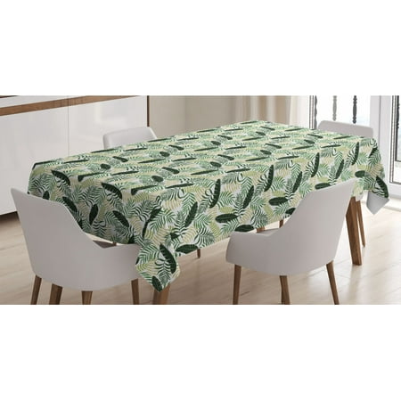 

Botanical Tablecloth Monstera Fan Palm Banana Leaves Exotic Foliage Jungle Hipster Flowers Rectangle Satin Table Cover for Dining Room and Kitchen 60 X 84 Khaki Dark Green White by Ambesonne