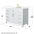 thumbnail image 4 of Beckett 48" White Single Vanity & White Quartz Top (3-Hole) & Gold Trim, 4 of 5
