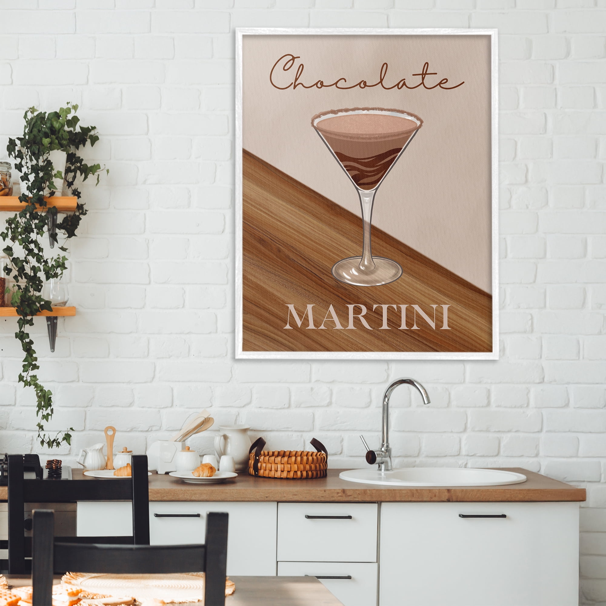 Stupell Industries Chocolate Martini on Brown White Framed Giclee Art, design by Marcus Prime