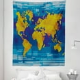 thumbnail image 1 of Digital Tapestry, Geometric Squared Modern World Print Global Universe Art Image, Fabric Wall Hanging Decor for Bedroom Living Room Dorm, 5 Sizes, Earth Yellow Sky Blue, by Ambesonne, 1 of 1