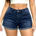 thumbnail image 2 of QERINTE Womens Plus Size High Waisted Shorts Stretchy Embroidery Summer Blue Denim Shorts, 2 of 6