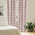 thumbnail image 2 of Ambesonne Natural Curtains, Botanic Leaf Pattern, Pair of 28"x84", Pink Purple Lime Green, 2 of 5