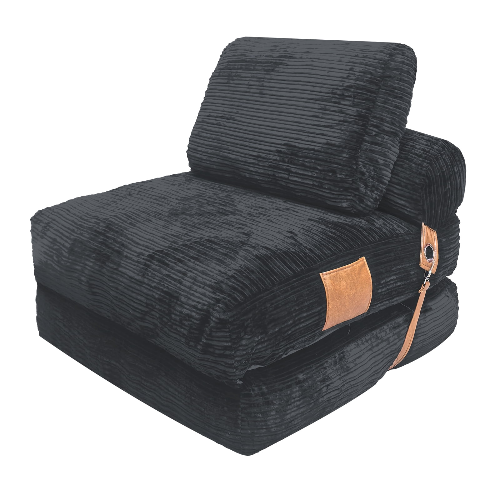 Leumius Lazy Sofa Bean Bag Chair,Folding Sofa Bed,Comfy Convertible Fold Out Lounge Chair for Living Room Bedroom,DARK GREY