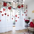 thumbnail image 4 of Valentine's Day Romantic Rose Floral Chiffon Sheer Curtains 96 Inches Long, Green Eucalyptus Leaves 2 Rod Pocket Window Treatment Voile Drapes Curtains for Living Room Bedroom,2 Panels, 52x96In, 4 of 9