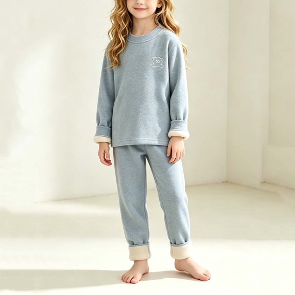 LvhaoGJOB Little Kids Boys Sweatshirt and Pants Outfit Set, Light Blue - sherpa fleece cuffs, cream sherpa lining