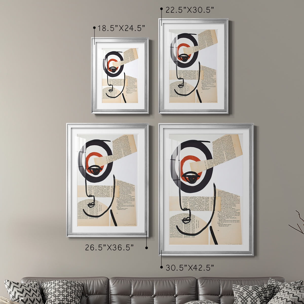 Wexford Home Faces of A Century I Premium Framed Print, 26.5" x 36.5" - Ready to Hang, Silver (Set of 2)