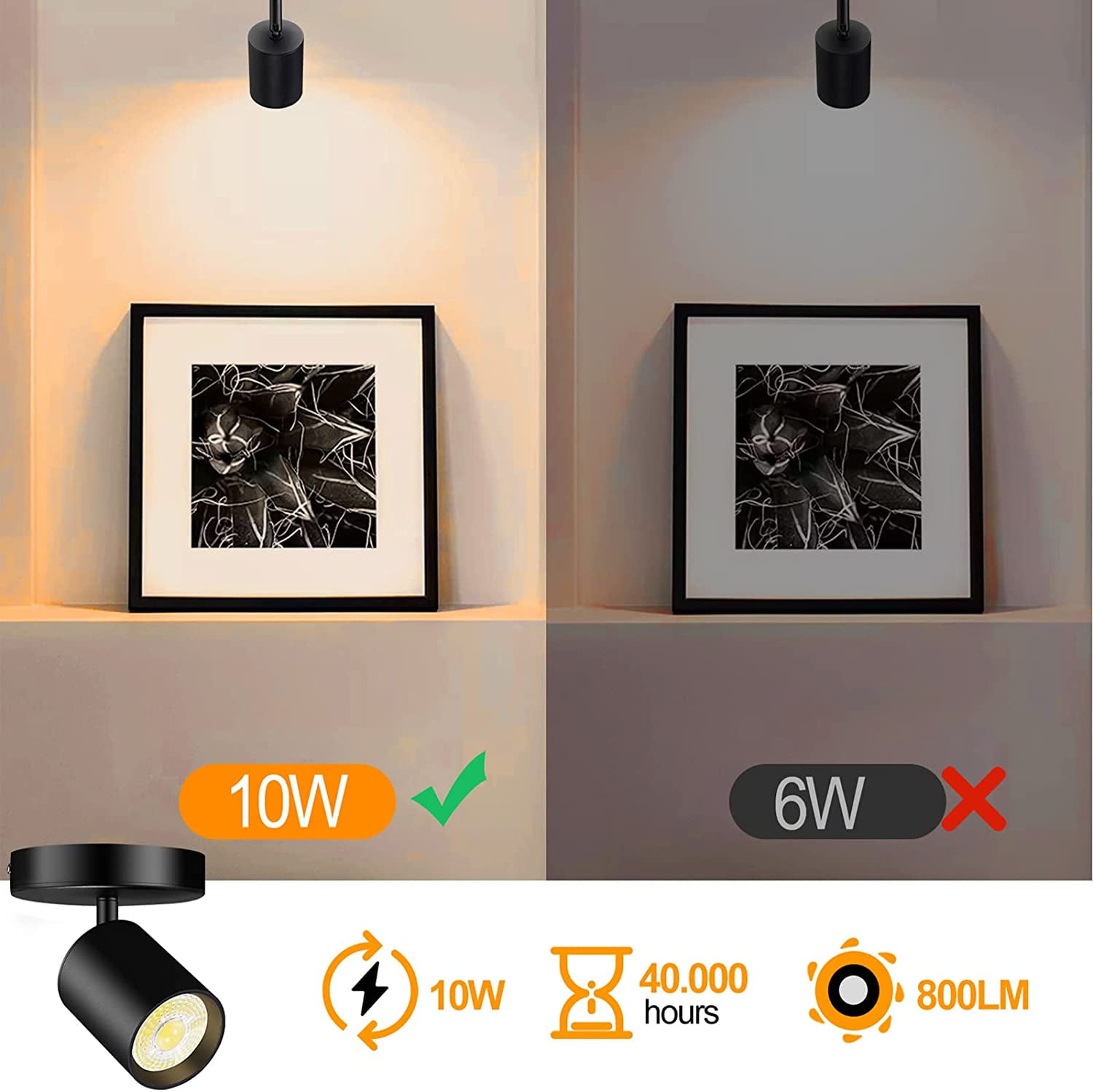VANoopee Spotlight, Dimmable, Adjustable Indoor Ceiling Flush Mount Light