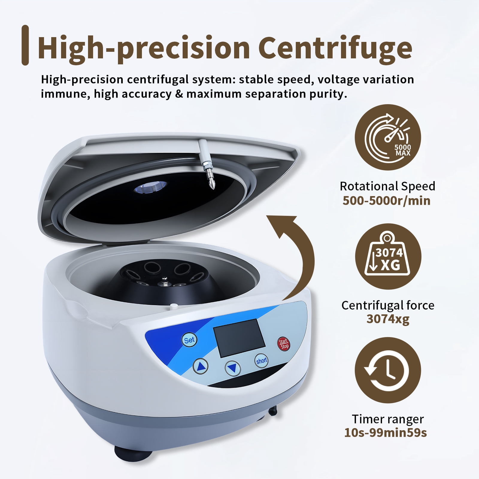 6 x 10/15ml centrifuge tubes Scientific Mini Centrifuge, Lab PRP Benchtop Centrifuge LCD Digital Desktop Lab Centrifuge, for Food&Beverage Impurity Separation